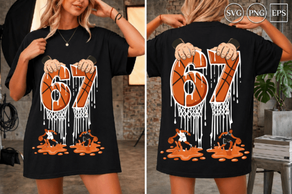 Basketball Number Design: Dripping Paint Style for Streetwear