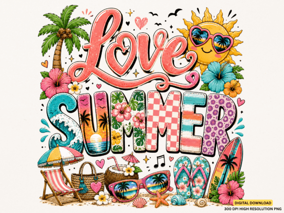 Capture the Season's Vibe with Love Summer PNG Design