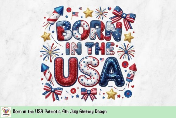 Celebrate Independence Day with Born in the USA Glittery Design