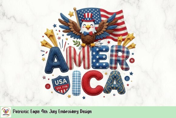 Celebrate with a Patriotic Eagle 4th July Embroidery Design