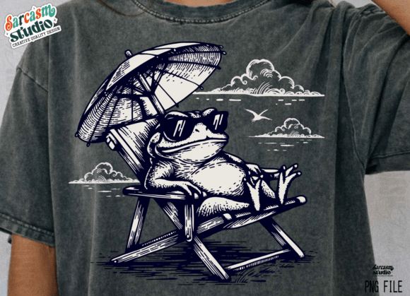 Instant Summer Vibes: The Cool Beach Frog PNG Design
