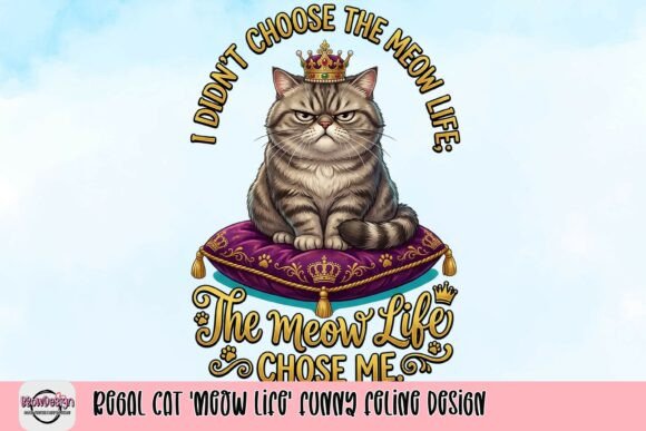 Regal Cat 'Meow Life' Design: Unleash Whimsy & Royalty