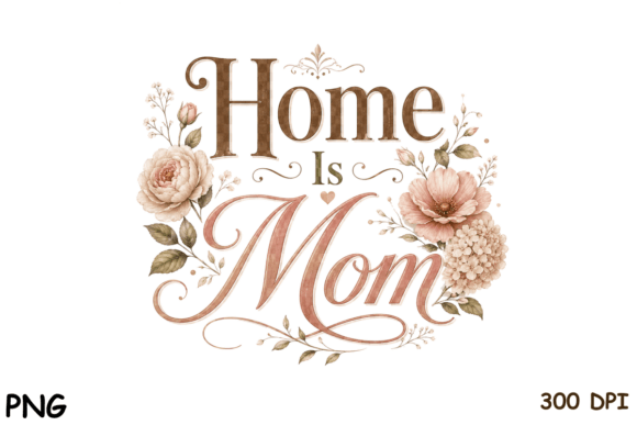 Timeless Homemaking: The Home Is Mom Vintage Floral PNG Design